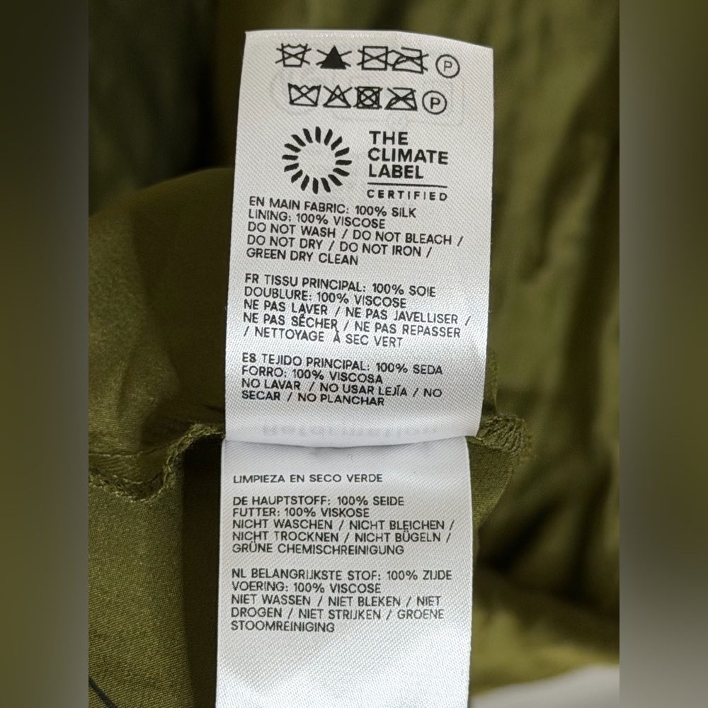 Reformation Bianca Silk Dress Moss Green Size 2 - Picture 11 of 11